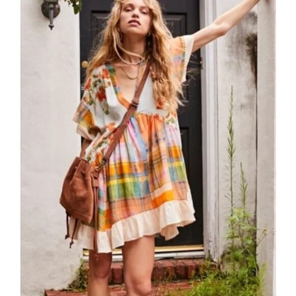 Free People Dresses & Skirts - NEW! Free People 'Agnes' Tiered Ruffle Minidress in SPRING COMBO (M)
